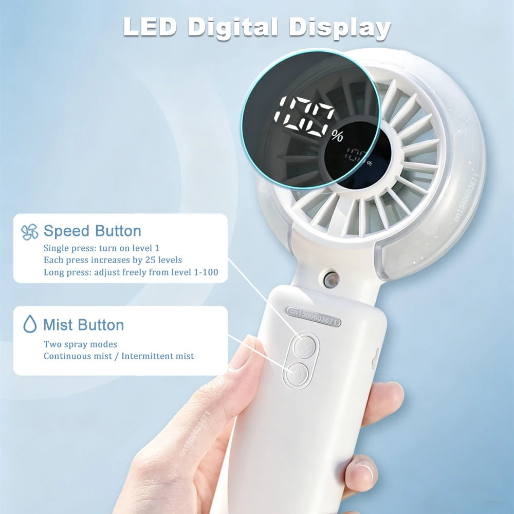 Portable Water Mist Fan Mini Handheld Spray Foldable Hanging Neck USB