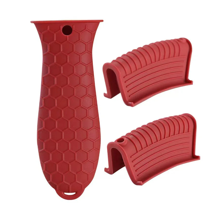 Silicone Heat-resistant Handle Covers Cast Iron Pot Holders Skillet Zpaxo 3pcs Red