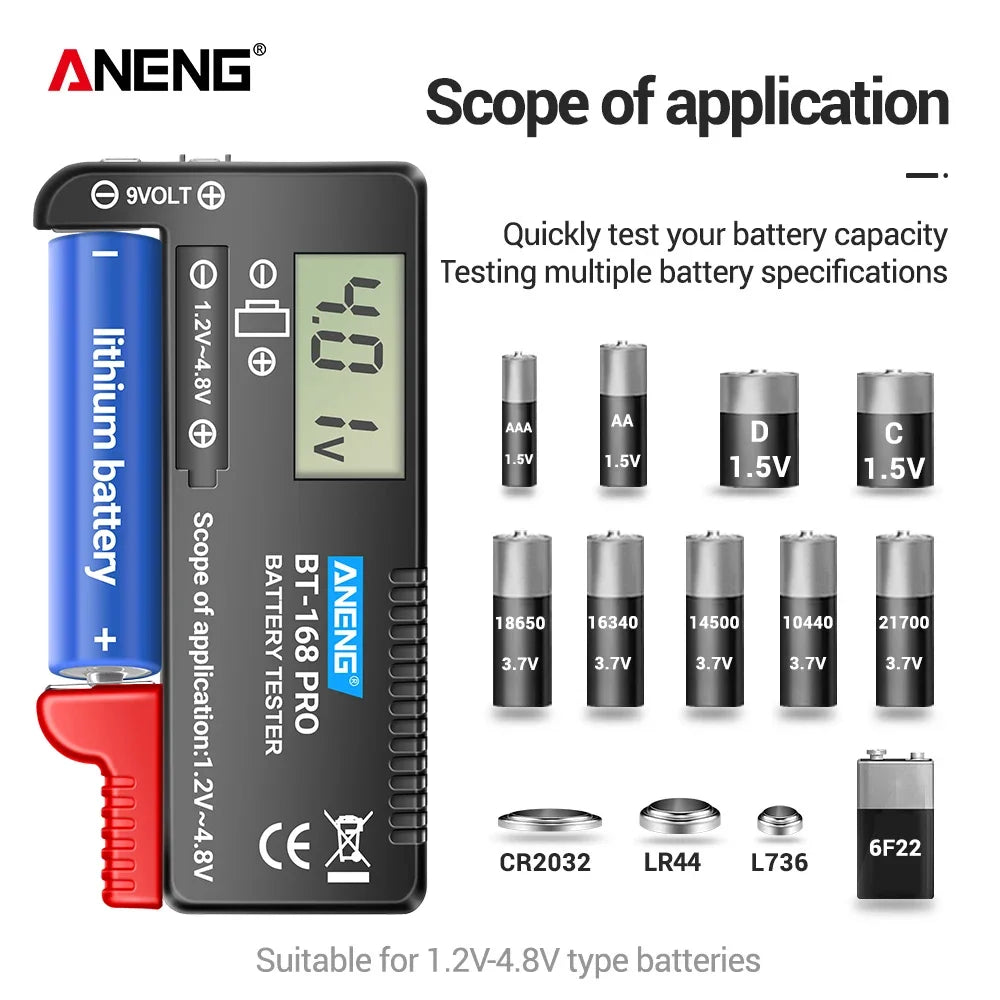 ANENG BT-168 Capacity Check AAA AA Button Cell Display Digital