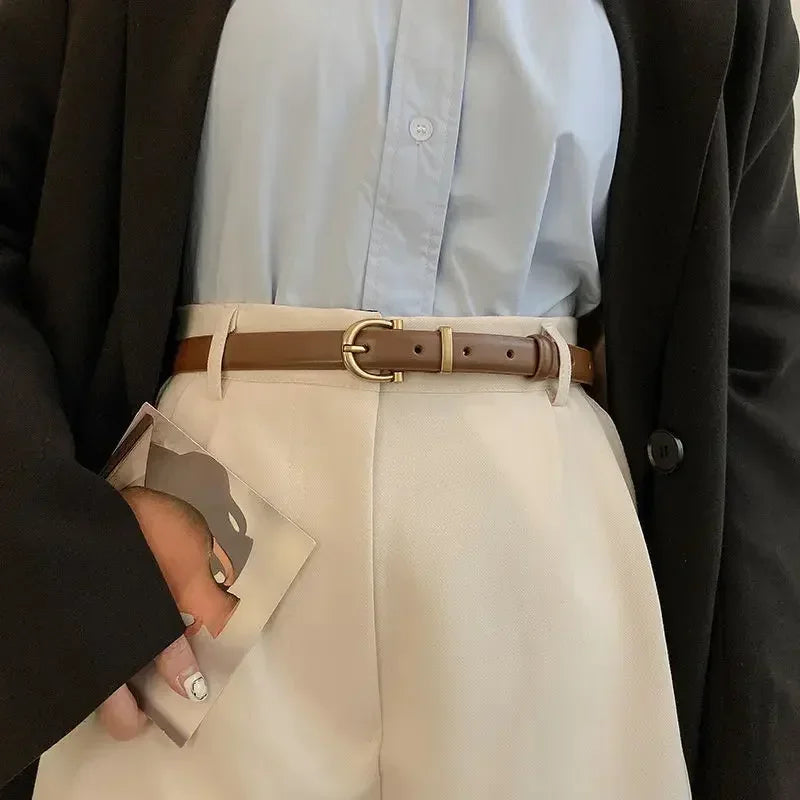 Luxury Designer Women Belt Leather Female Fashion Metal Buckle