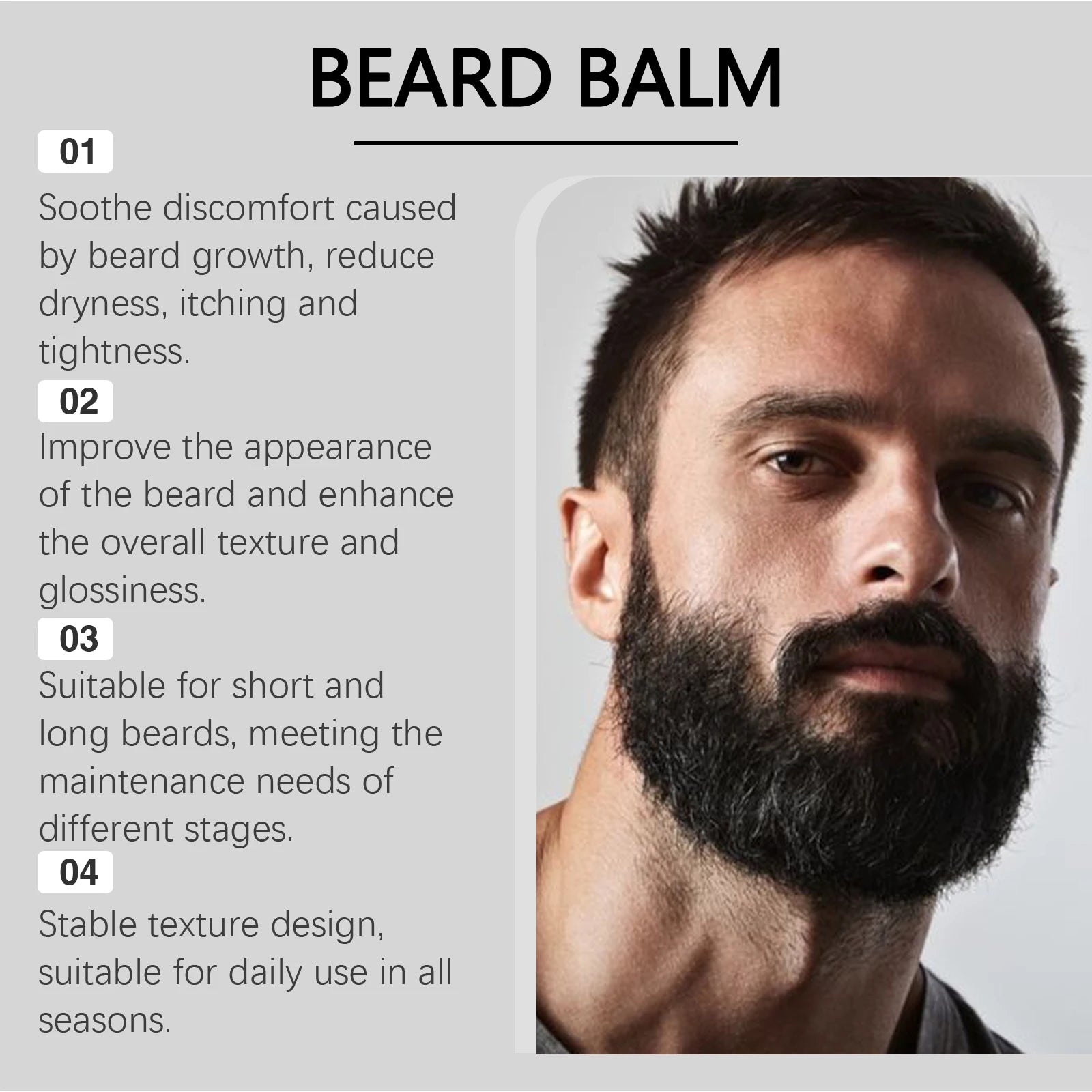 East Moon Men's Shea Butter Beard Balm Moisturizing Smoothing Beard Growth Wax Mustache Cream Facial Hair Care Reduce Frizz Zpaxo