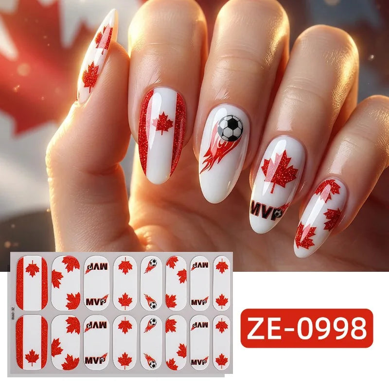 National Flag Theme Nail Stickers Soccer Nation Decals Ball Fans Zpaxo ZE-0998