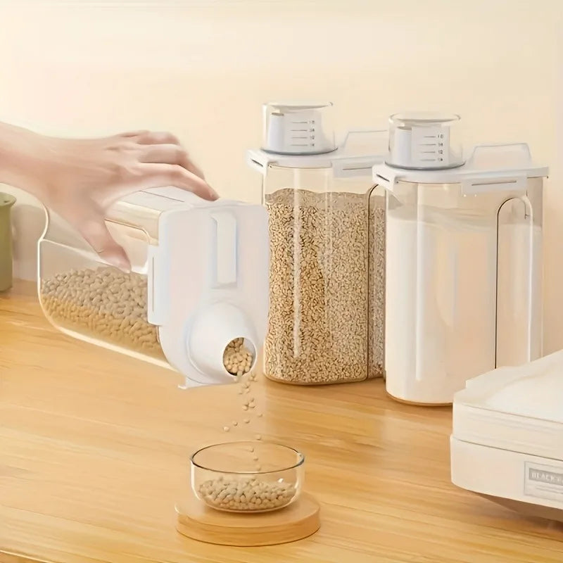 Rice Storage Container Pour Spout Airtight Transparent Grain
