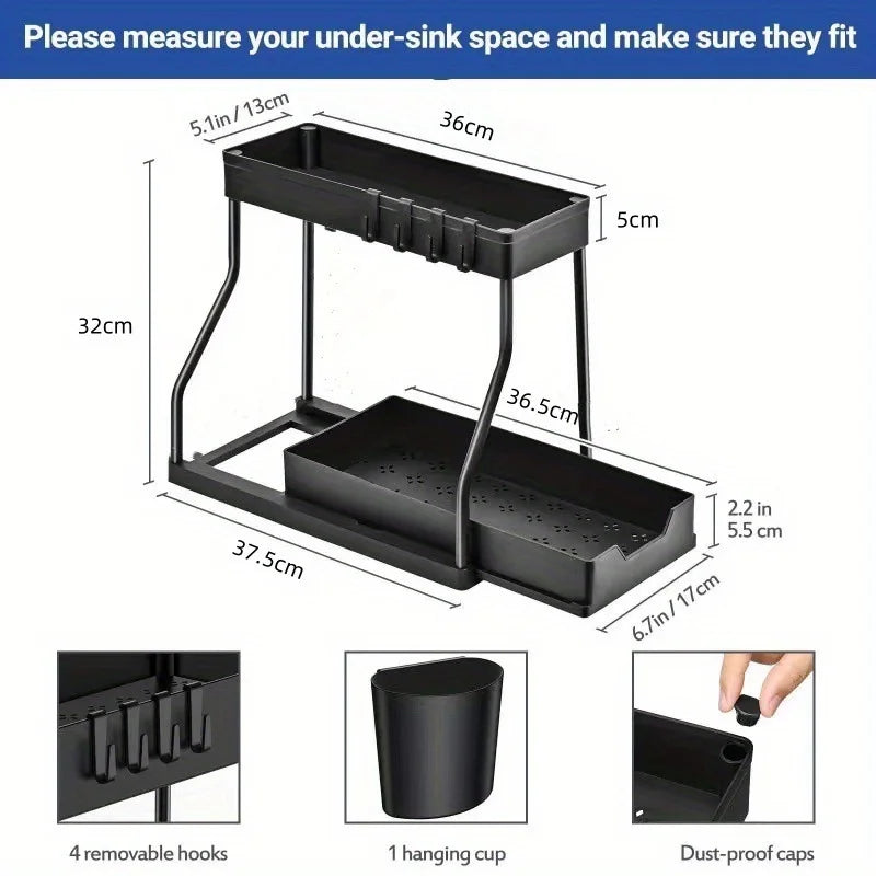 Multi-Layer Pull-Out Kitchen & Bathroom Storage Rack Organizer Cabinet Storage Rack Zpaxo