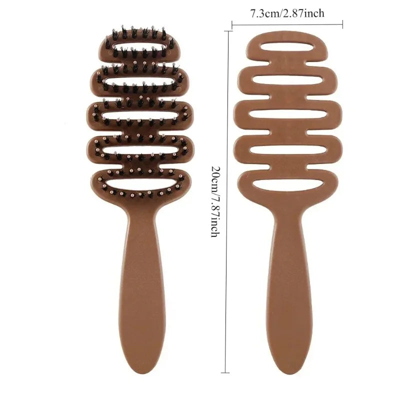Boar Bristle Hair Comb Hollow Detangling Hair Brush Women Scalp Massage Brush Curly Hairbrush Salon Hairdressing Styling Tools Zpaxo