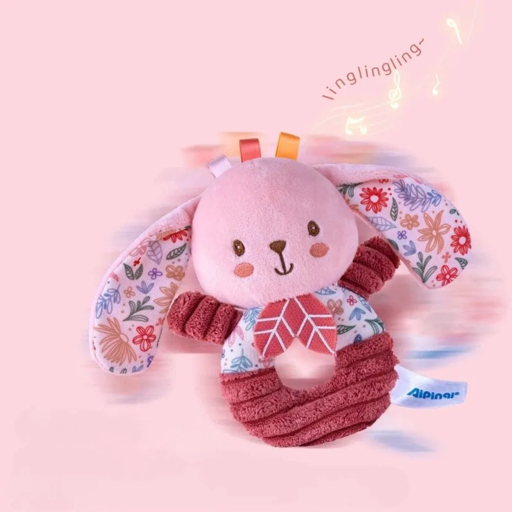 Pink Hand Cranked Ring Newborn Plush Toy 0-1 Year Old Baby Ringed