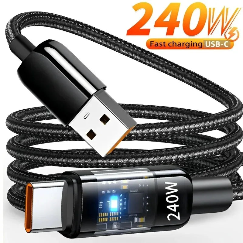240W USB-C Fast Charging Cable – QC 3.0, LED & PD Universal USB-C Charging Cable Zpaxo