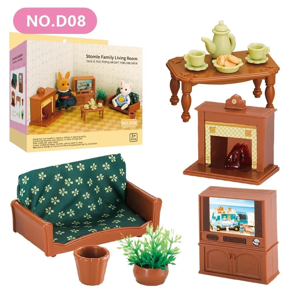 Dollhouse Furniture Doll House Bathroom Kitchen Fridge Washing Zpaxo Living Room Furnitur