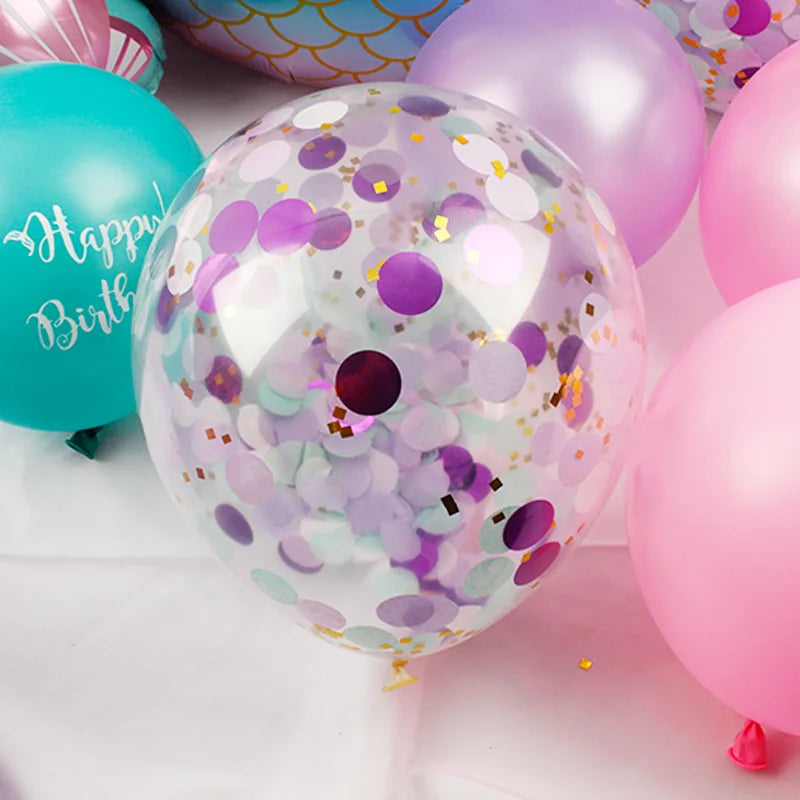 Mermaid Theme Latex Confetti Balloons Party Decoration Globos Girl