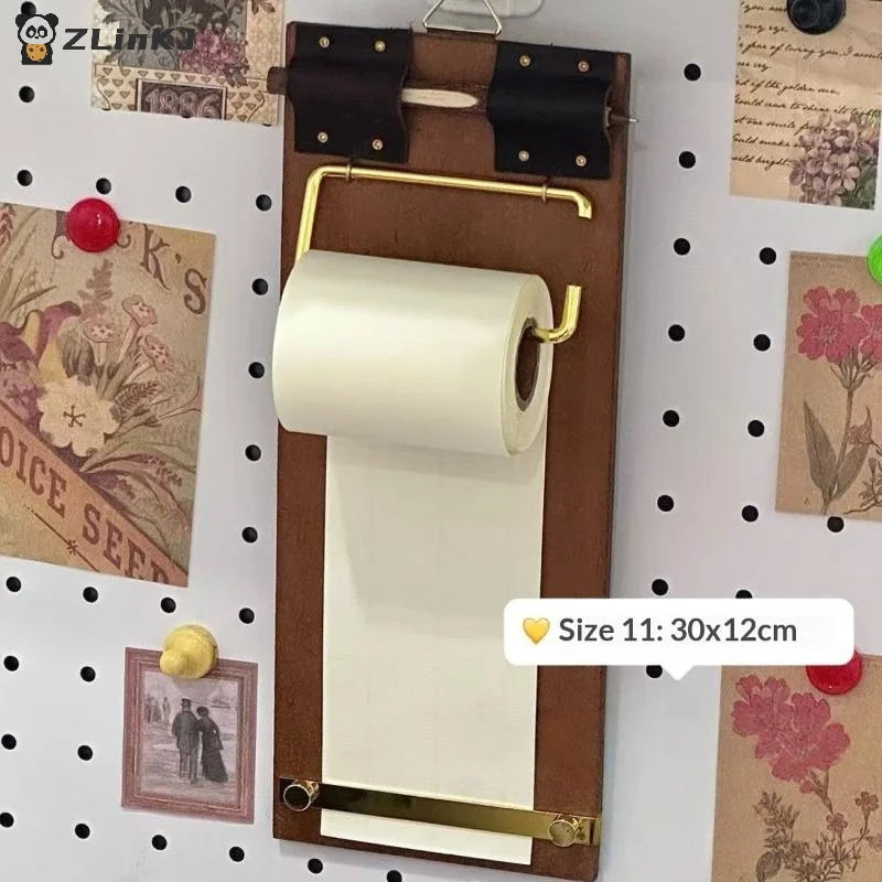 ▶1Pcs Vintage Refillable Kraft Paper Roll Kraft Notebook Set Hanging Writing Pad To-Do Lists Handmade Retro Clipboard DIY Crafts Zpaxo