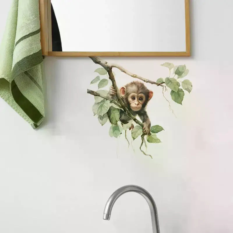 Cute Monkey Wall Sticker Bathroom Toilet Decor Living Room Cabinet Zpaxo