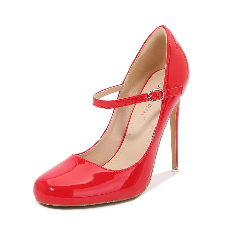 Round-toe Wristband Heels Daily White-collar Drag Catwalk Fashion Zpaxo 091-1 Red 42 China Mainland