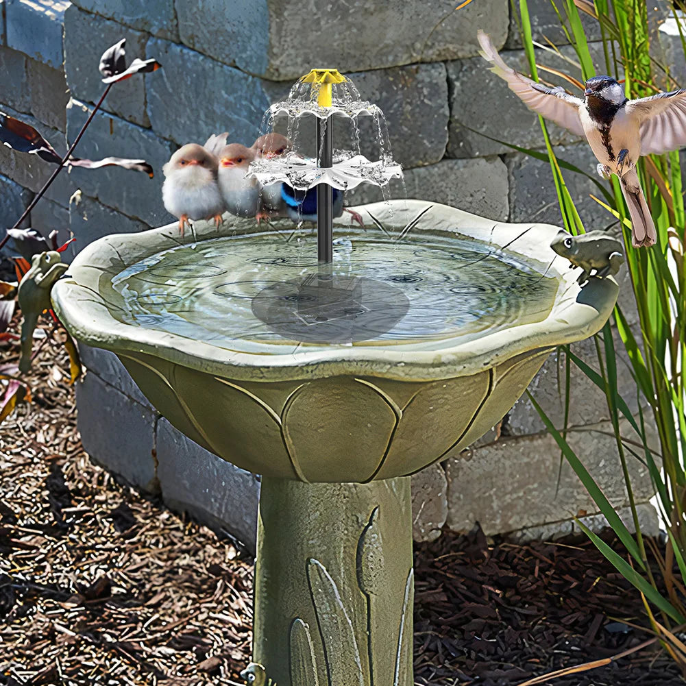 3 Tiered Water Fountain Solar Panel Birdbath Yard Patio Deck Zpaxo