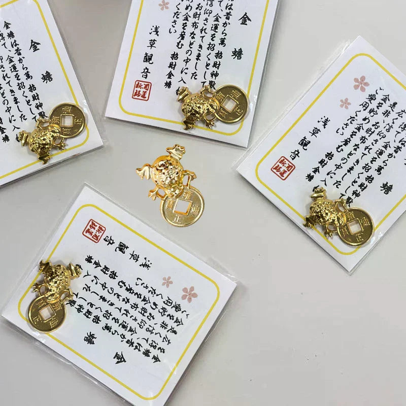 Fengshui Lucky Frog Wallet Charm Money Biting Golden Alloy Amulet Zpaxo