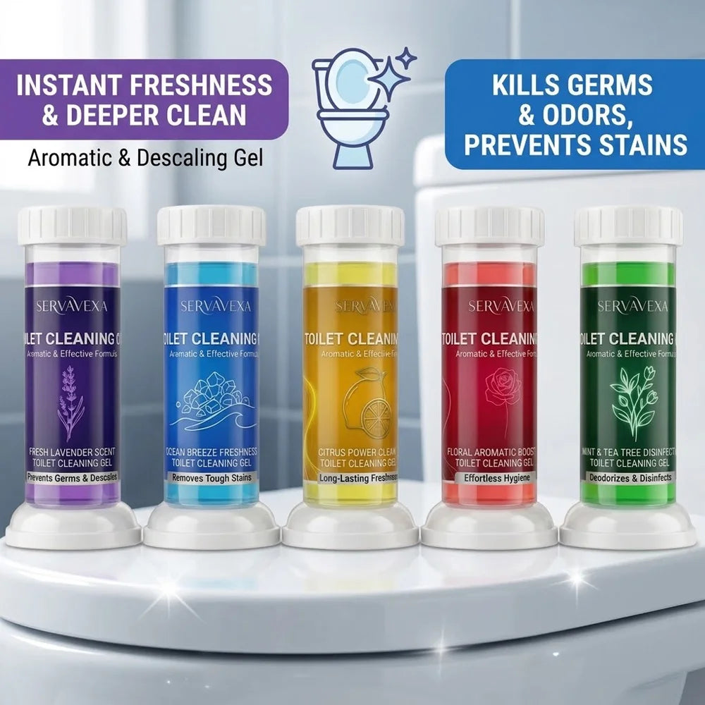 SERVAVEXA 5Pcs Toilet Cleaning Gel Kit Aromatic Flower Needle Stamp Cleaner Deodorizer Removes Stains & Limescale Fresh Scent Zpaxo