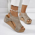 Women Sandals 2026 Summer Platform Wedges Sandals for Women Sole Buckle Peep Toe Shoes Lightweight Beach Elegant Shoes for Women Zpaxo Beige 36