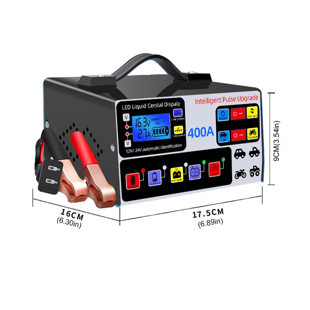 400A Car Battery Charger Five-stage Power Fast Intelligent Pulse