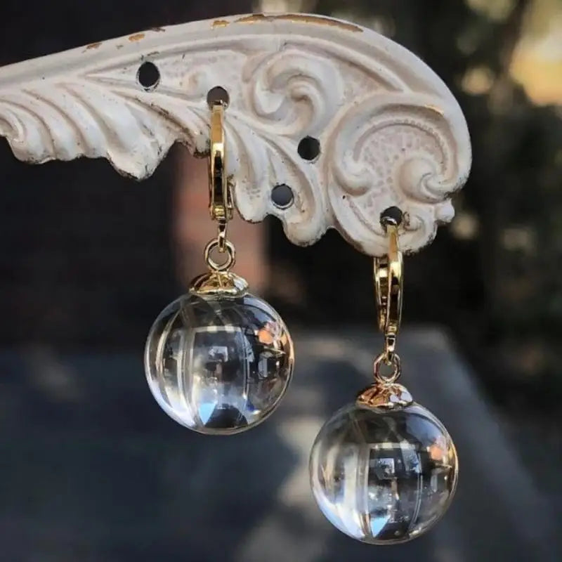 Spherical Glass Dangle Earrings – Women's Fashion Drop Earrings