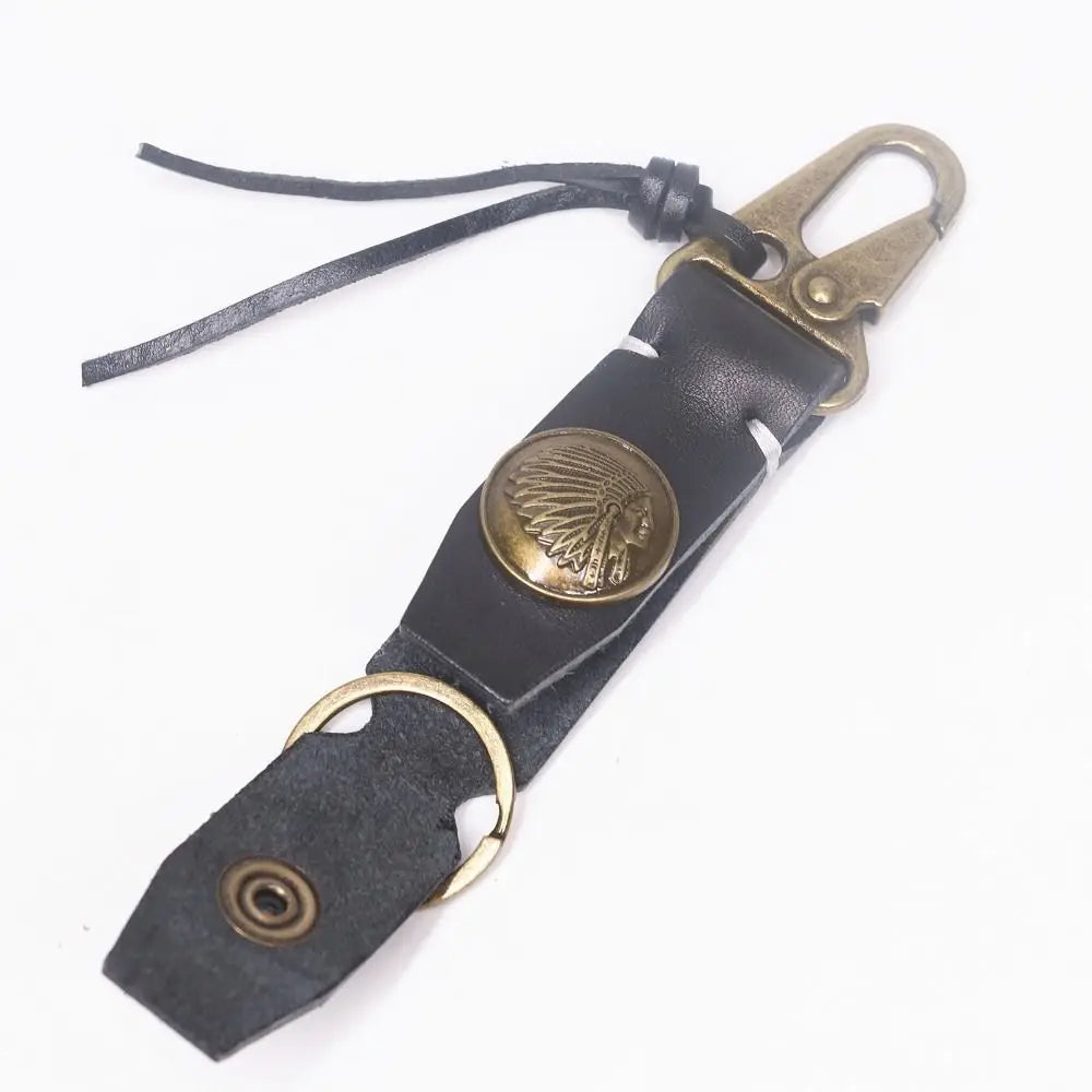 Leather Pendant Handmade Keychain Cowhide Vintage Retro Key Holder Zpaxo