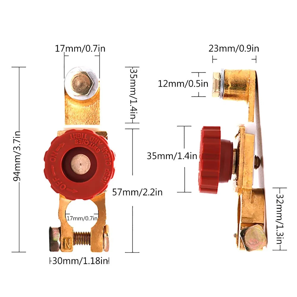 10/17mm Car Battery Disconnect Switch Battery Cut-off Quick Cut-off Car Battery Terminal Isolator Durable Zpaxo