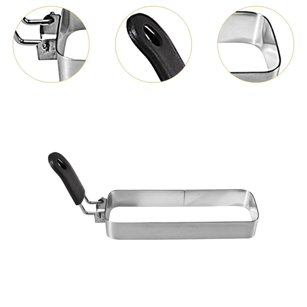 Egg Ring with Handle for Griddle Pan for Breakfast Sandwich Muffin Omelette Ring Crumpet Ring Non Stick Shaper Rectangular Zpaxo