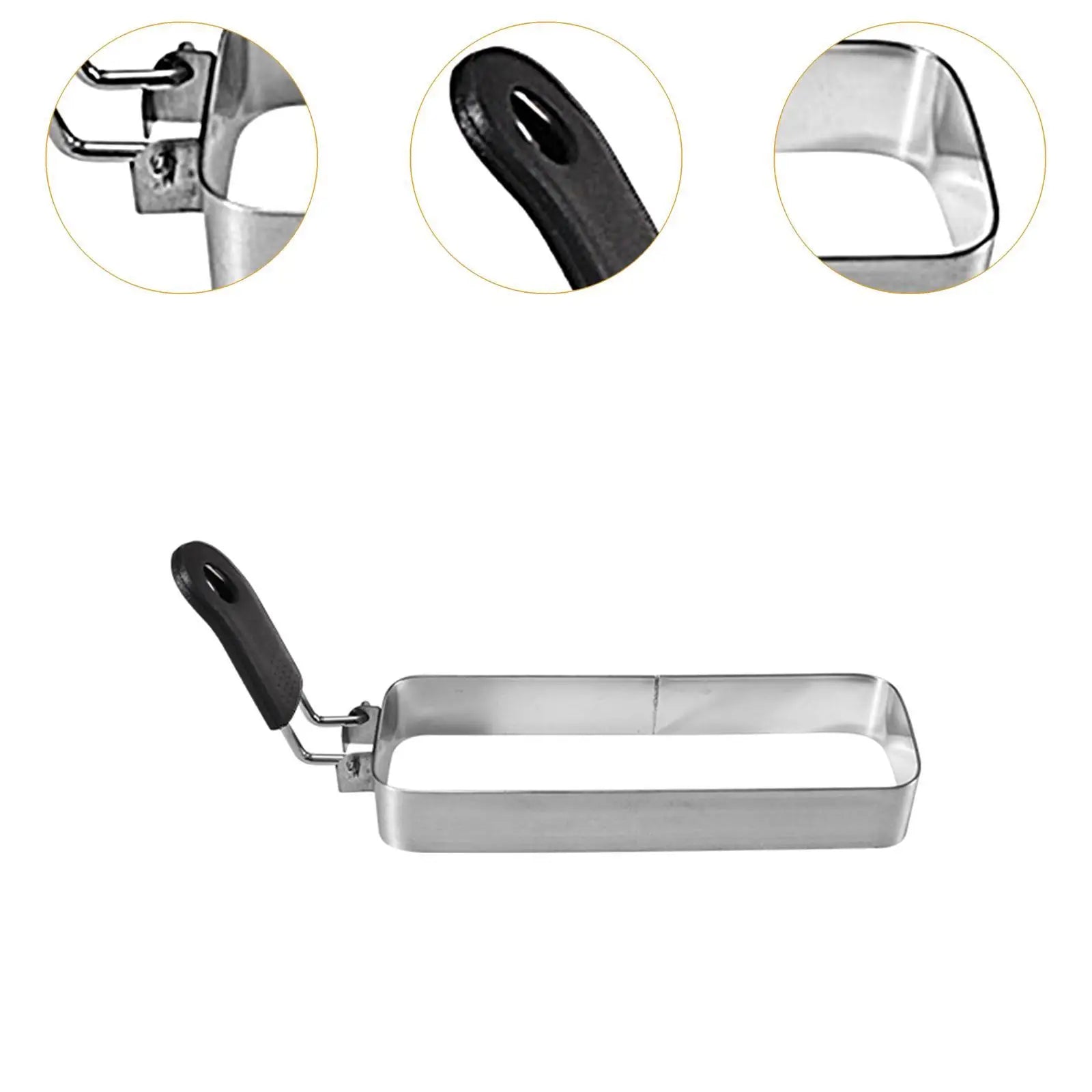 Egg Ring with Handle for Griddle Pan for Breakfast Sandwich Muffin Omelette Ring Crumpet Ring Non Stick Shaper Rectangular Zpaxo