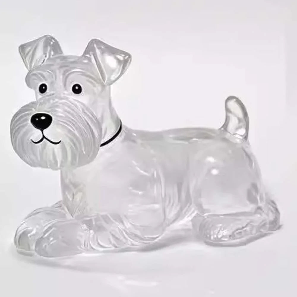 Dog Shape Hair Storage Box Transparent DIY Handmade Pet Keychain Zpaxo Schnauzer