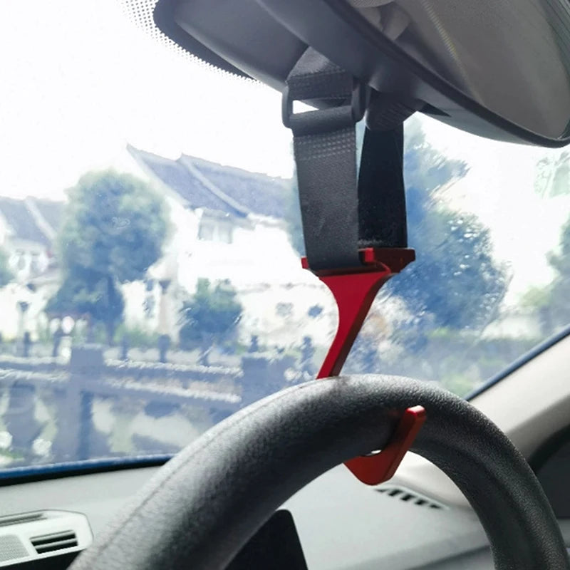 Aluminum Steering Wheel Hook with Adjustable Nylon Strap