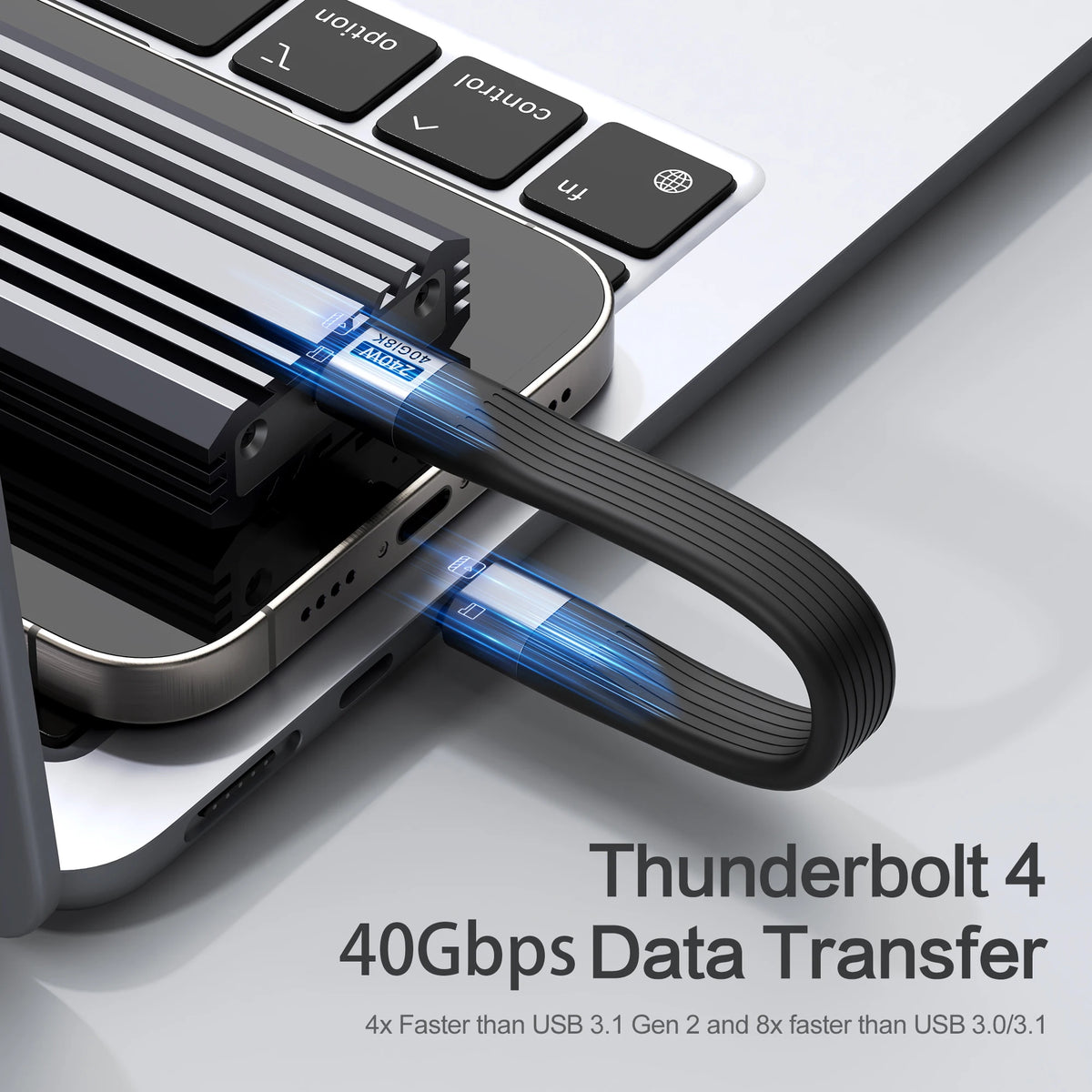 USB 4 Cable 8K@60Hz Portable Keychain Short USB C to Type C Cable PD 240W 40Gbps For Thunderbolt 3/4 iPhone 16 15 SSD Power Bank Zpaxo