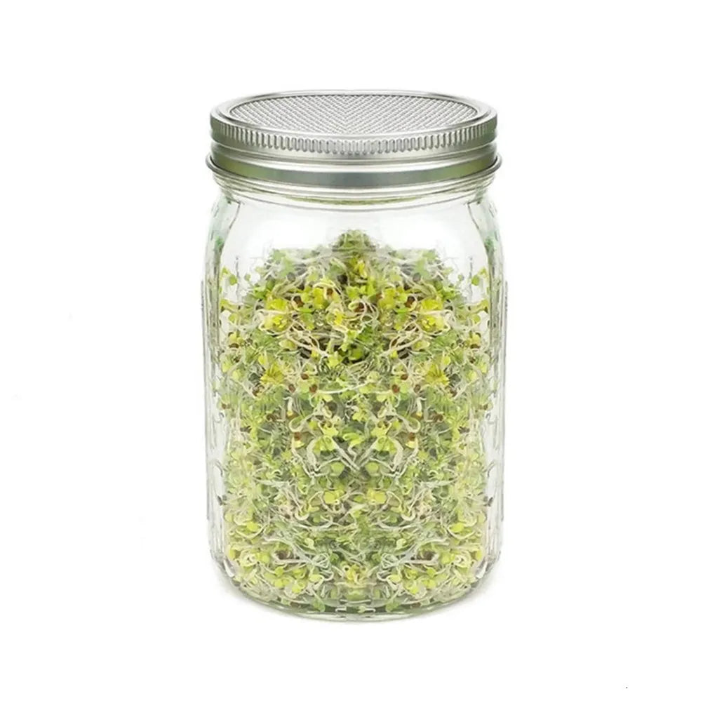 4Pcs Stainless Steel Sprouting Lids for Mason Jars Removable Mesh Screen Easy Clean 70Mm Round Mouth Covers for Organic Zpaxo Default Title