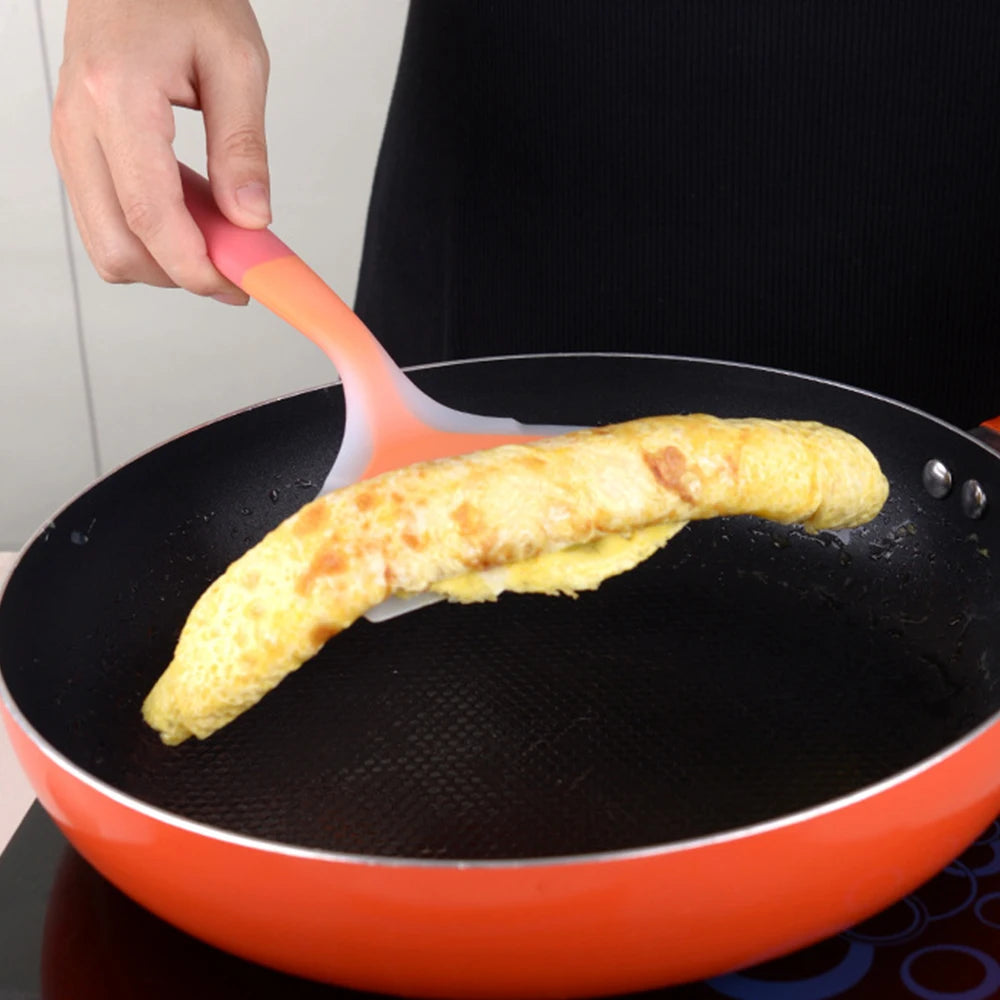 Silicone Spatula Wide Pancake Turner Nonstick Heat-Resistant Pancake Shovel for Cooking Baking Color Random Zpaxo