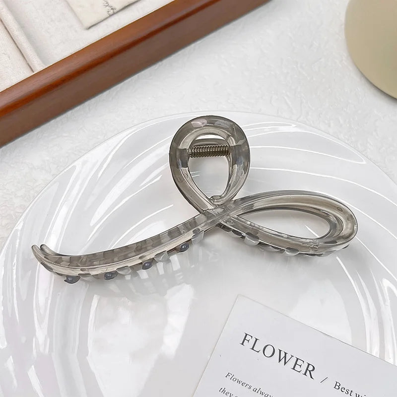 Elegant Jelly Color Bow Hair Claw For Women Girls Sweet Hair Ornament Back Headband Hair Clips Hairpin Fashion Hair Accessories Zpaxo D grey
