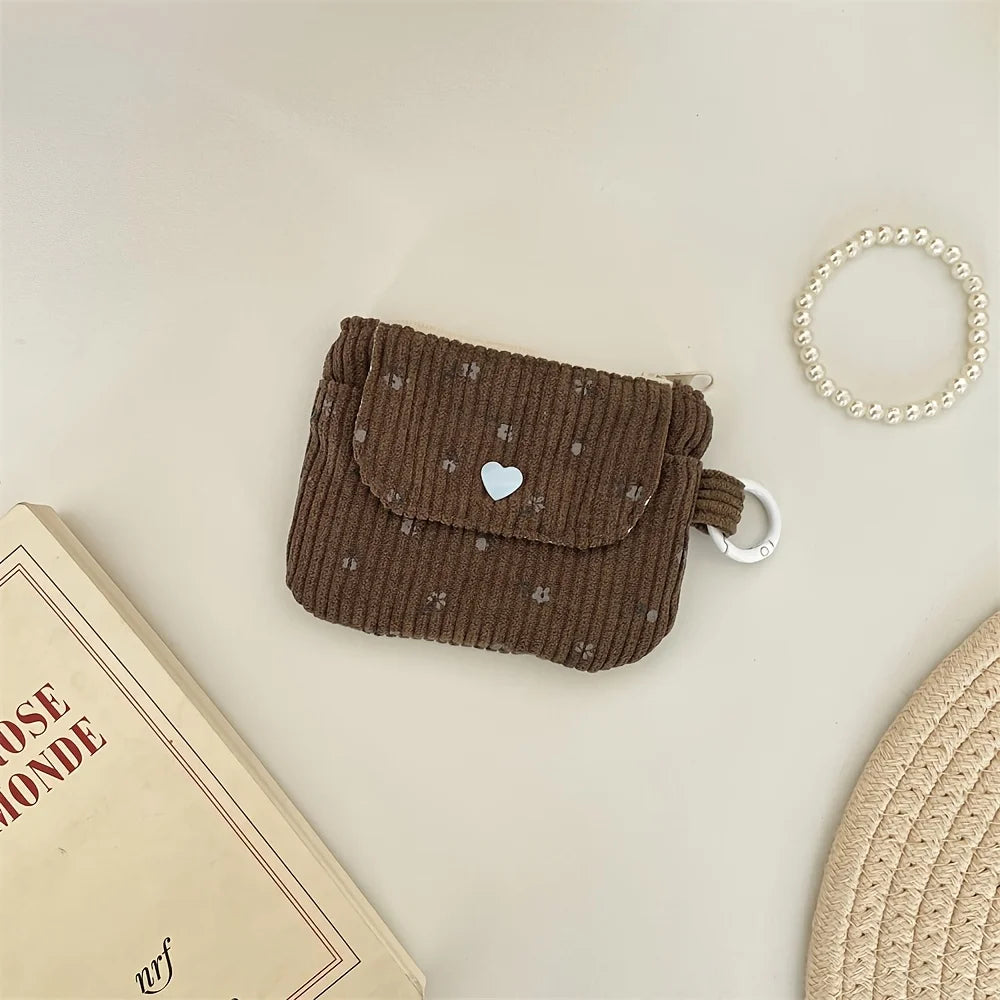 Corduroy Coin Purse Women's Wallet Zipper Card Holder Bank ID Bag Zpaxo Xiao Ye Hua Kua
