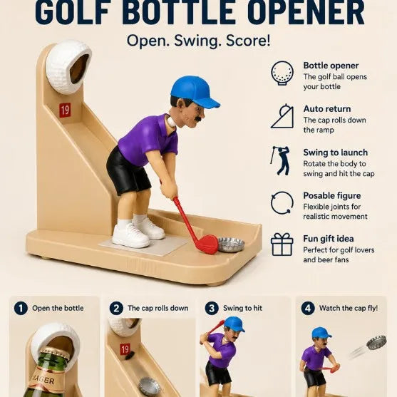 Golf Shot Cap Opener Automatic Beer Launcher Swing Novelty Bar Tool Zpaxo