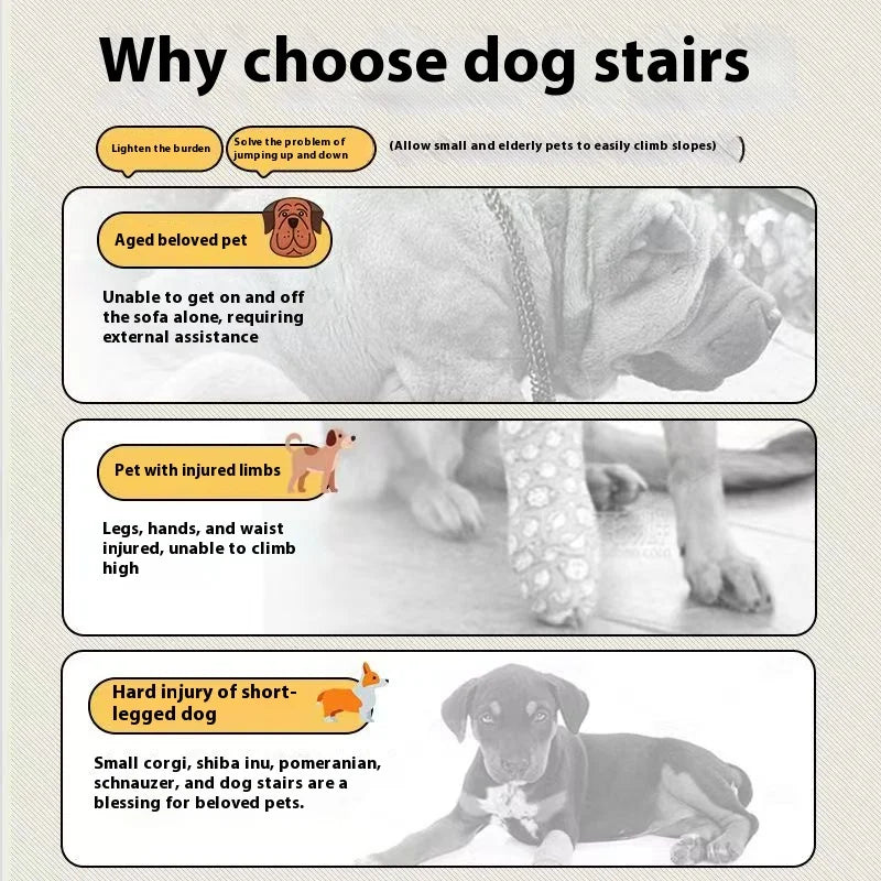 Ladder Dogs Pets Bone Shape Puppys Stairs Beside The Sofa Bed Ramp for Dogs Protecting Pets Joint Safety Stairs for Elderly Dogs Zpaxo