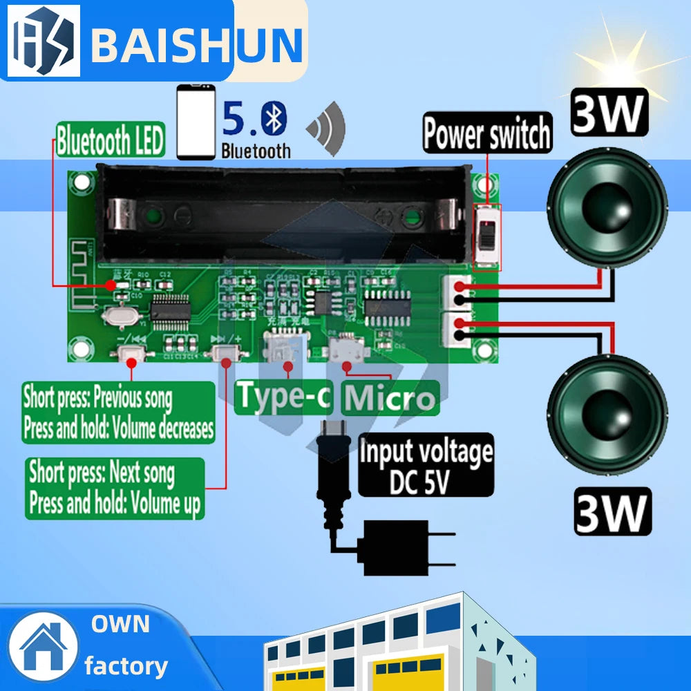 XH-A153 Lithium Battery Bluetooth 5 0 Dual-channel 2 Ch Channel Zpaxo Default Title