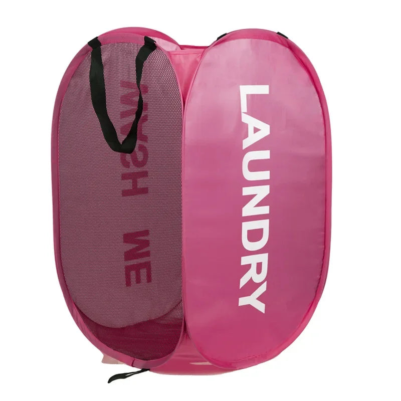 Mesh Laundry,Portable Pop Up Hamper Wide Opening,Dirty Clothes Storage box,Size 36x58cm,Dorm Travel Items Laundry Basket Zpaxo Pink D36cmxH58cm