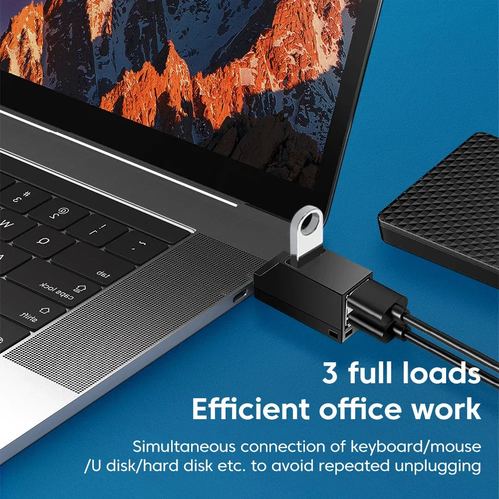 Mini 3 Port USB 0 Hub Splitter 5Gbps Speed Expander Adapter Portable Zpaxo