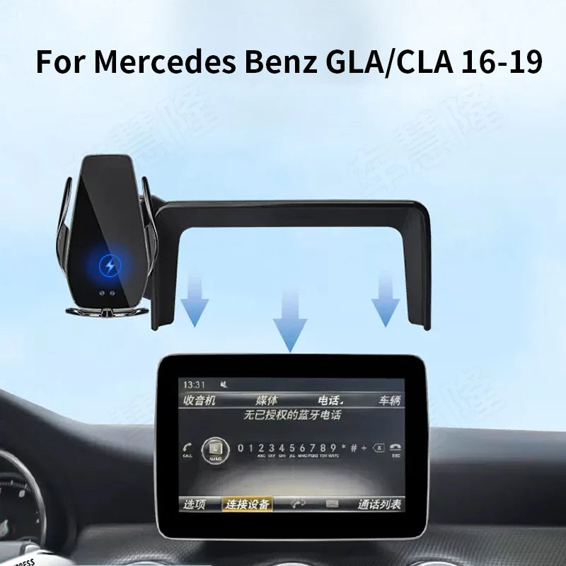 Car Phone Holder For Mercedes Benz GLA CLA 16-19 screen navigation bracket magnetic new energy wireless charging rack Zpaxo