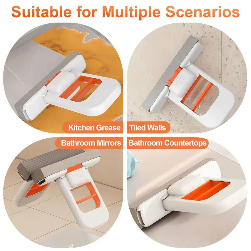 2/8PCS Self-Squeezing Mop Desktop Mops Handheld Sponge Mop Bathroom Kitchen Glass Foldable Tabletop Scrubber Mini Cleaning Tool Zpaxo