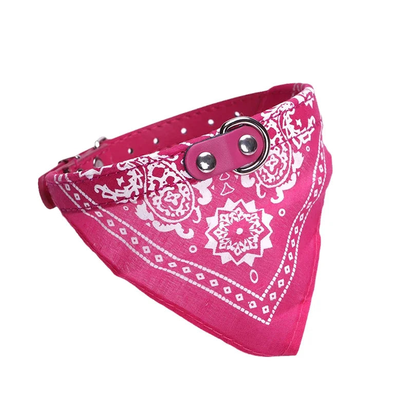 Adjustable PU Polyester Knit Pet Bandana Collar Scarf Saliva Towel Zpaxo Rose L-suit 14-20kg