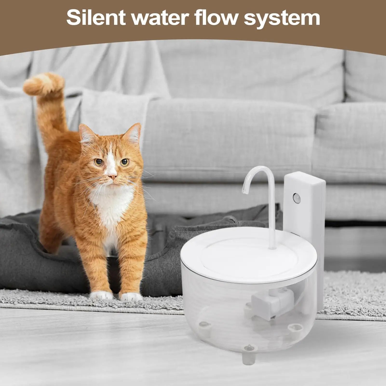 Cat Automatic Water Fountain Quiet Cordless Feeder Anti Slip Drinking