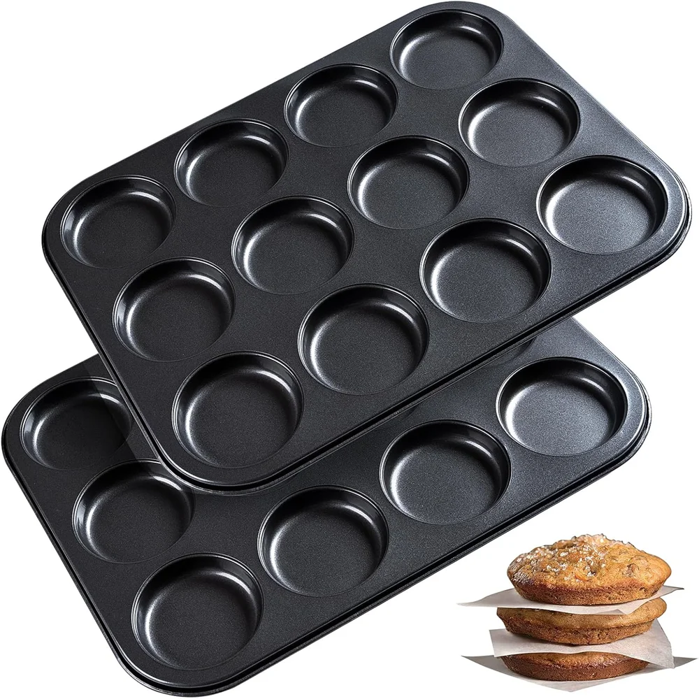 4 6 12-Cavity Black Carbon Steel Non-stick Muffin Pan Baking Pans Zpaxo