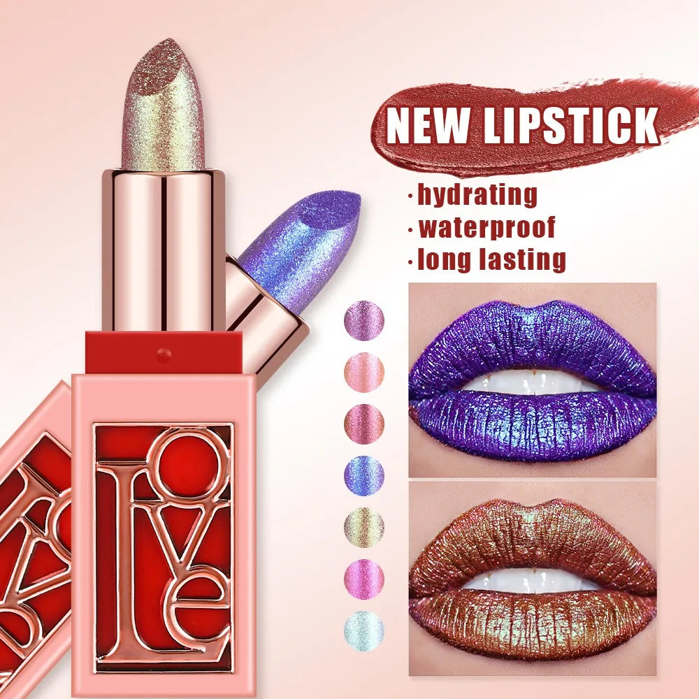 Metallic Green Chameleon Lipstick Changing Shimmer Glitter Diamond Zpaxo