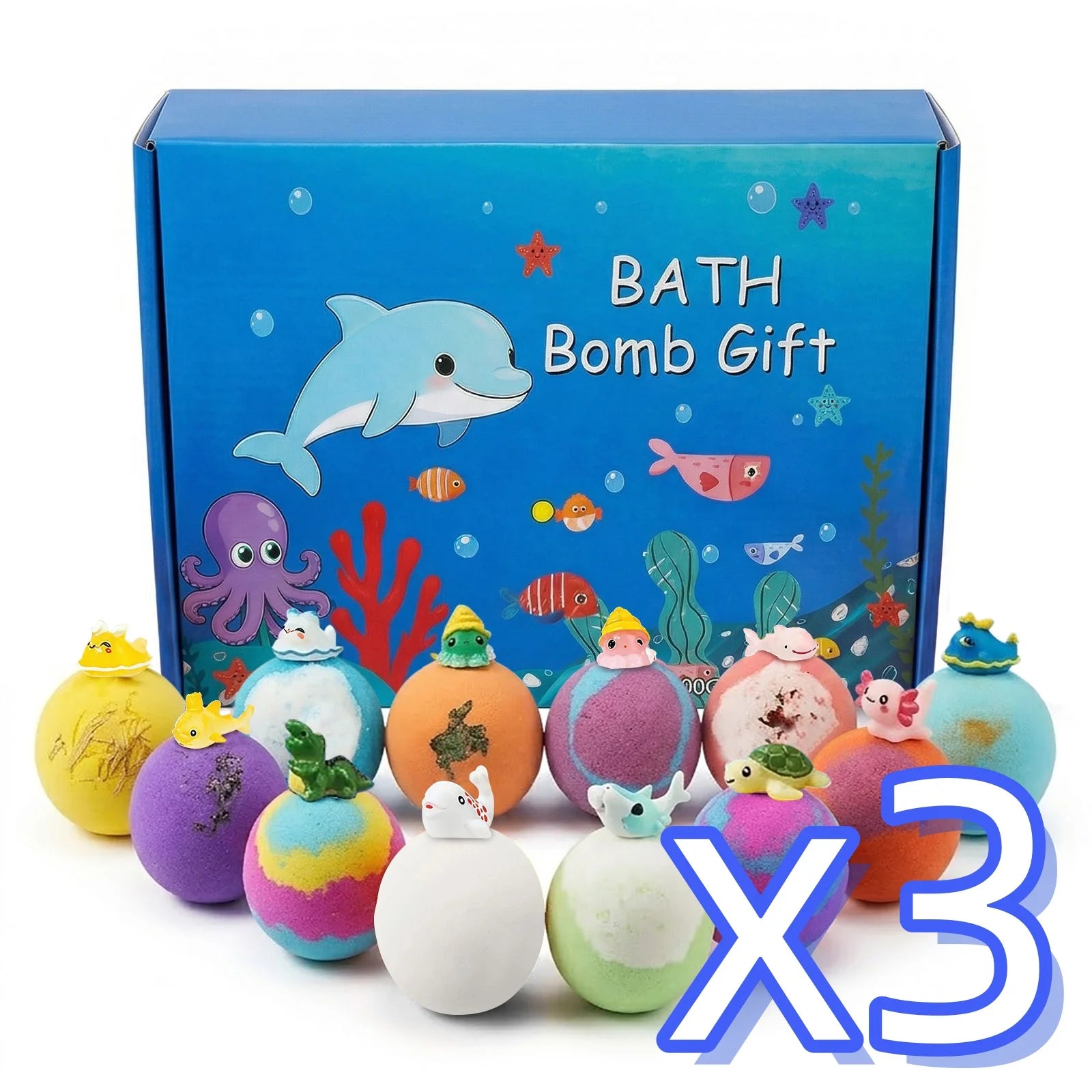 Kids Bath Bombs Set with Surprise Toys – 12-Pack Gift Kids Bath Bomb Set Zpaxo 1set boxed x 3
