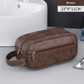 2026 Large Capacity Outdoor Men's Grooming Bag PU Portable Business Travel, Home Hand-held Makeup Storage Bag, High-end Feel Zpaxo PU tea color