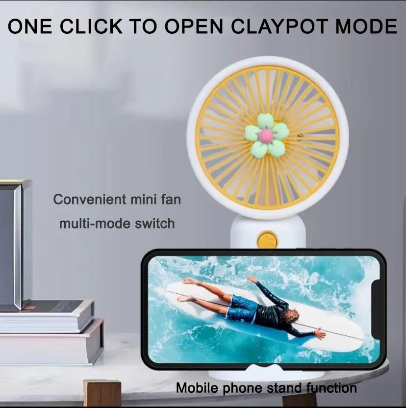 Handheld Small Fan Summer Mini USB Charging 1st Gear Fan with Lazy Stand Handheld Desktop Portable Silent Student 1PC Zpaxo