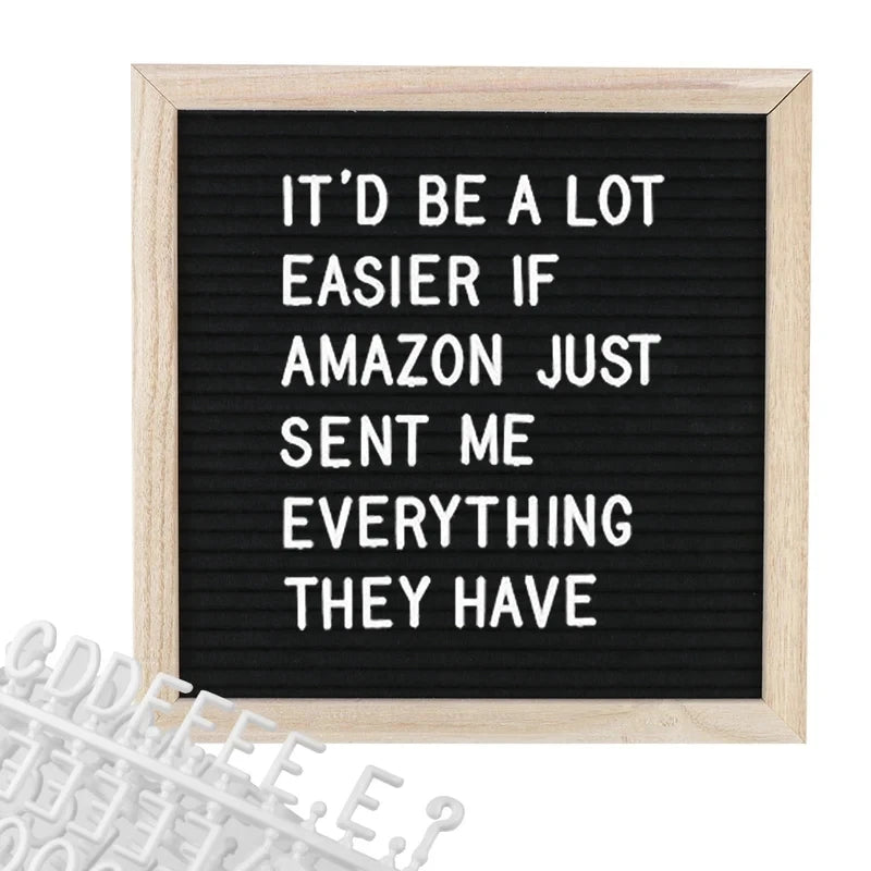 10x10 Inch Multi-functional Wooden Letter Message Board Felt Photo