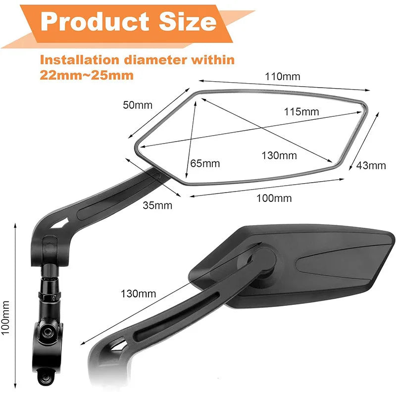 New Mountain Bike Adjustable Rearview Mirror Folding Bike High-definition Flat Mirror Reversing Mirror Bike Riding Accessories Zpaxo