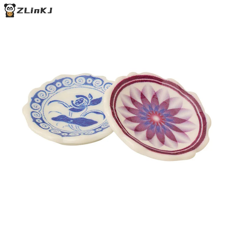 ▶5Pcs 1:12 Dollhouse Miniature Dining Plates Doll Home Simulation Kitchen Tableware Accessories Dolls House Scene Decor Toy Zpaxo